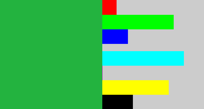 Hex color #23b33f - medium green