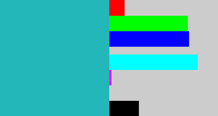 Hex color #23b7ba - tealish