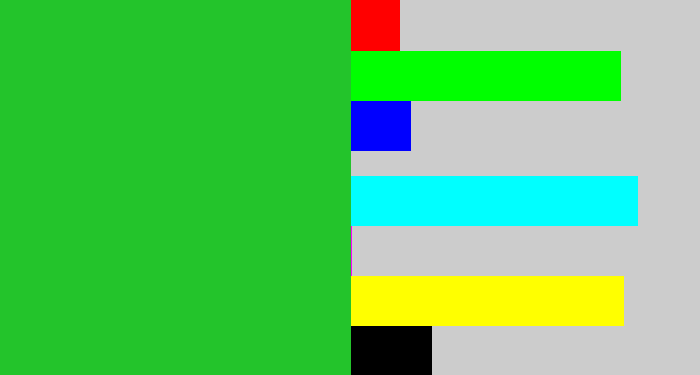 Hex color #23c42b - green