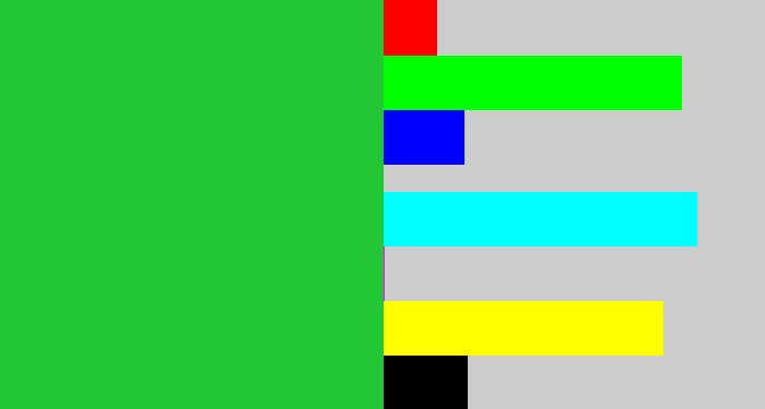 Hex color #23c736 - medium green