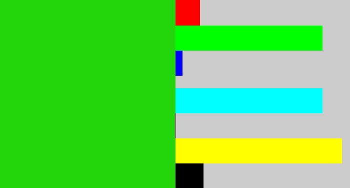 Hex color #23d50b - vibrant green