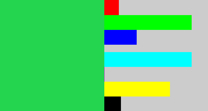 Hex color #23d54f - algae green