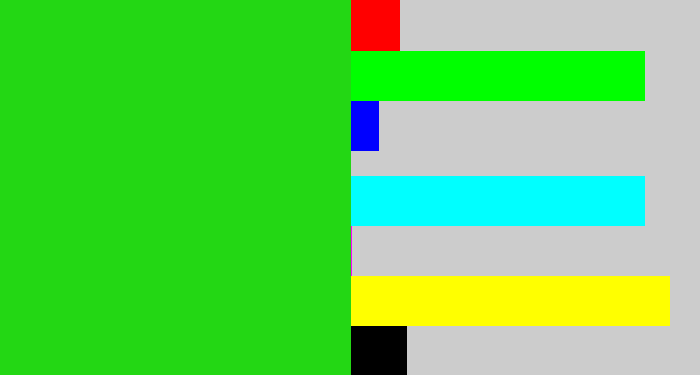 Hex color #23d714 - vivid green