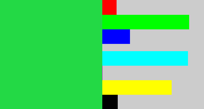 Hex color #23d945 - bright light green
