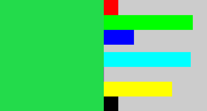 Hex color #23db4b - bright light green