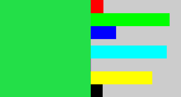 Hex color #23df48 - bright light green