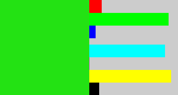 Hex color #23e213 - vivid green