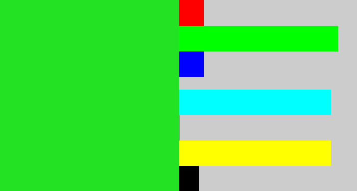 Hex color #23e223 - radioactive green