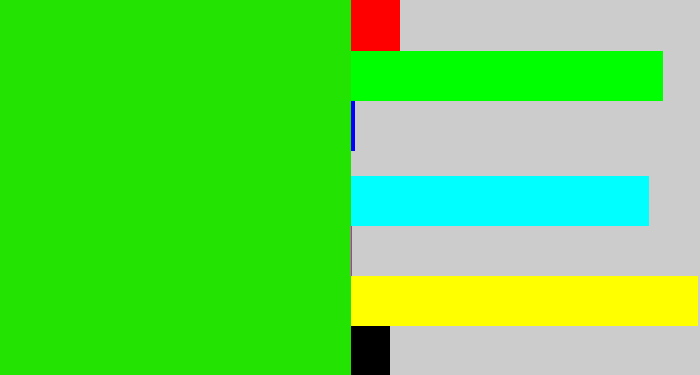 Hex color #23e303 - vivid green