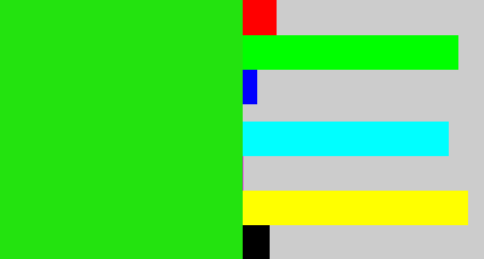 Hex color #23e30f - vivid green