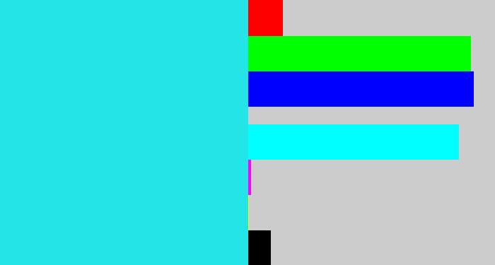 Hex color #23e5e8 - bright light blue