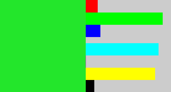 Hex color #23e62b - radioactive green