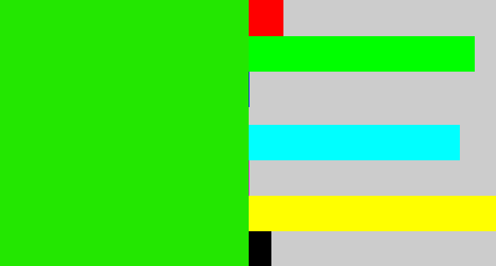 Hex color #23e701 - vivid green