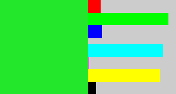 Hex color #23e72a - radioactive green