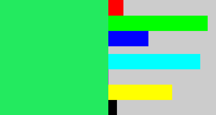 Hex color #23ea5f - bright light green