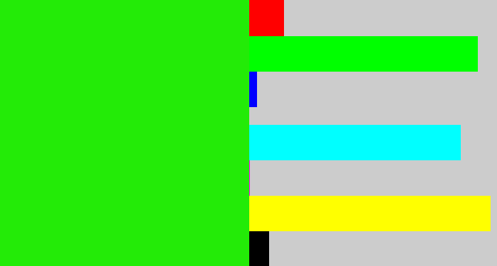 Hex color #23eb07 - vivid green