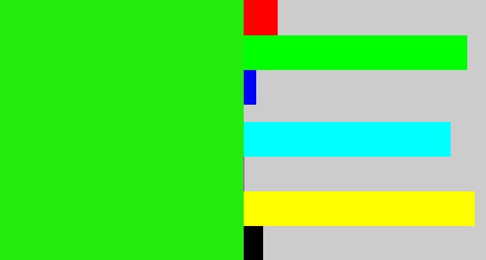 Hex color #23eb0c - vivid green