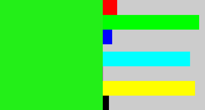 Hex color #23ef18 - vivid green