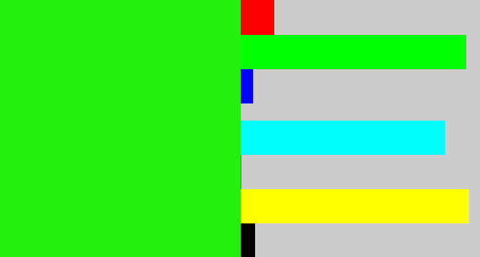 Hex color #23f00d - electric green