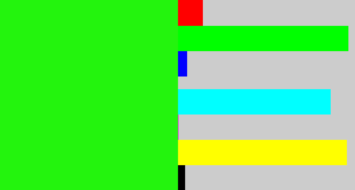 Hex color #23f40d - electric green