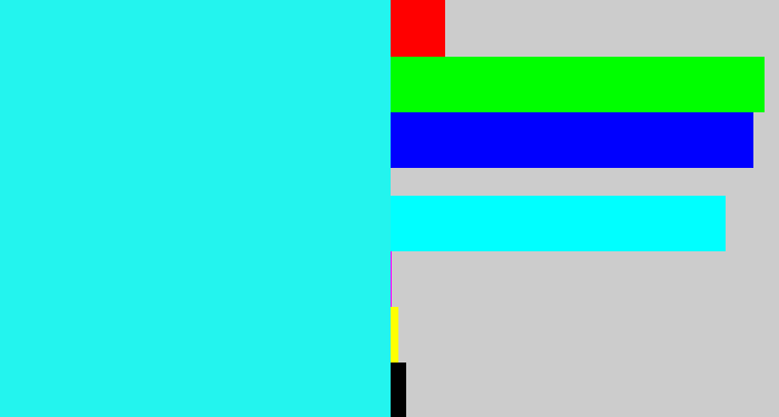 Hex color #23f4ee - bright light blue
