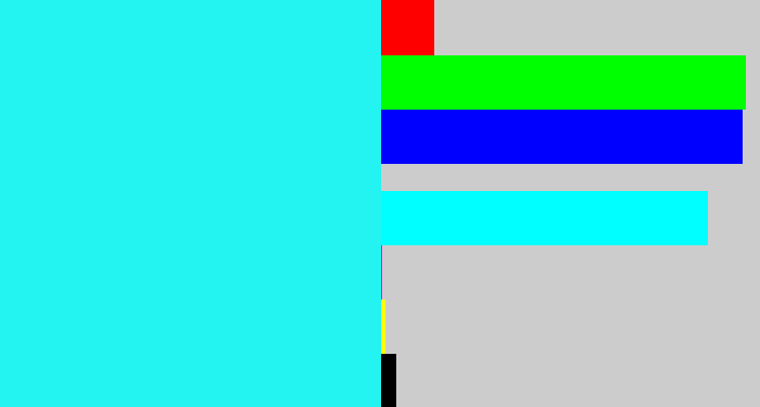 Hex color #23f4f1 - bright light blue