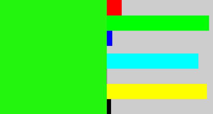 Hex color #23f50e - electric green