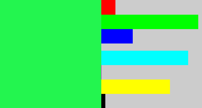 Hex color #23f54f - bright light green