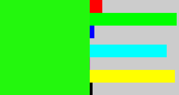 Hex color #23f70d - electric green