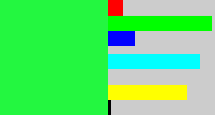 Hex color #23f740 - bright light green