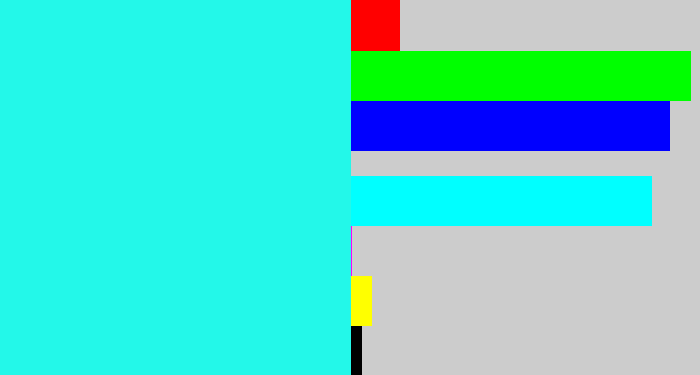 Hex color #23f8e9 - bright light blue