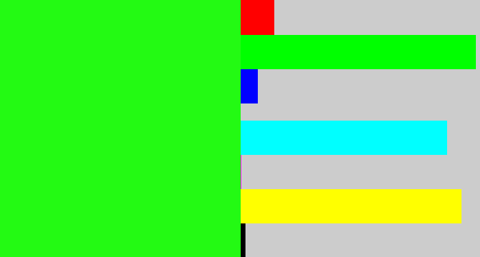 Hex color #23fa13 - electric green
