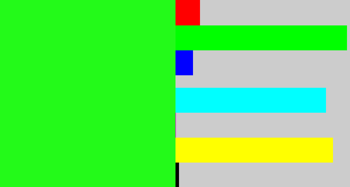 Hex color #23fa19 - radioactive green