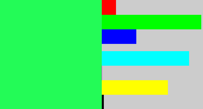 Hex color #23fb57 - bright light green