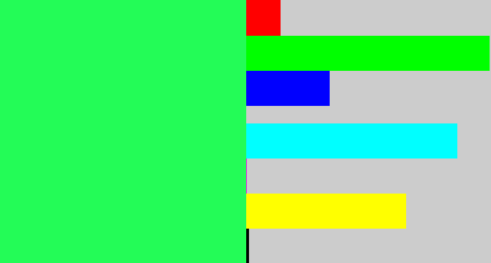 Hex color #23fc57 - bright light green