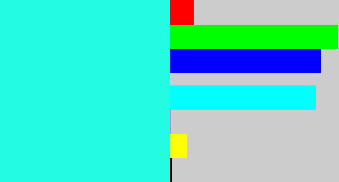 Hex color #23fce3 - bright aqua