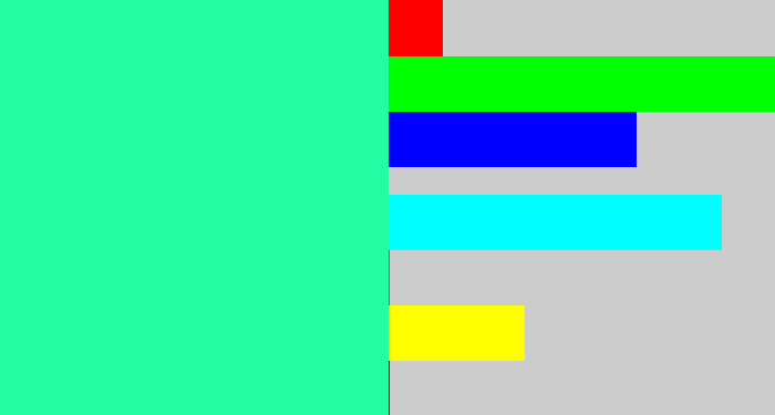 Hex color #23fea4 - greenish cyan