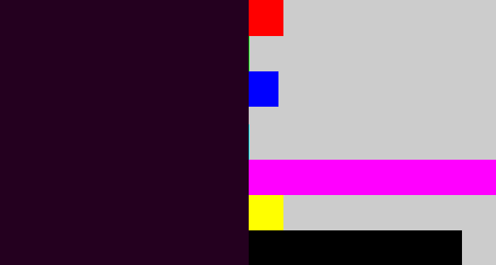 Hex color #24001f - very dark purple