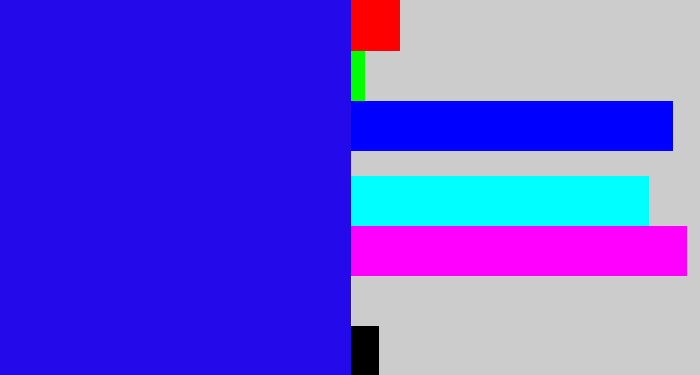 Hex color #240aea - ultramarine blue