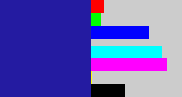Hex color #241ba1 - indigo blue