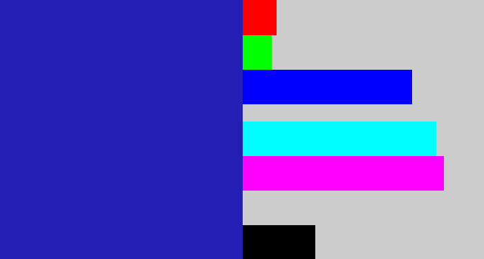 Hex color #241eb2 - indigo blue