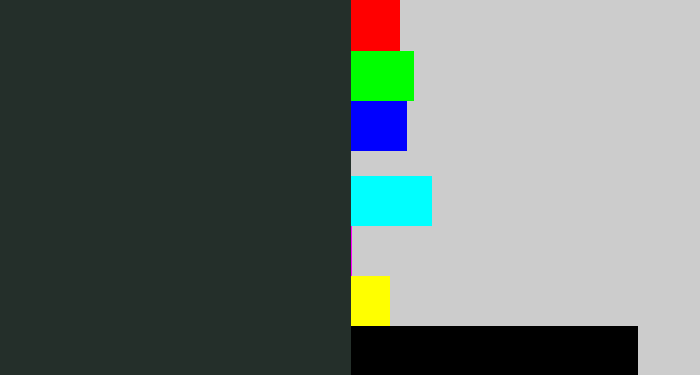 Hex color #242f2a - dark