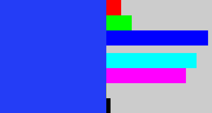 Hex color #243df6 - vivid blue
