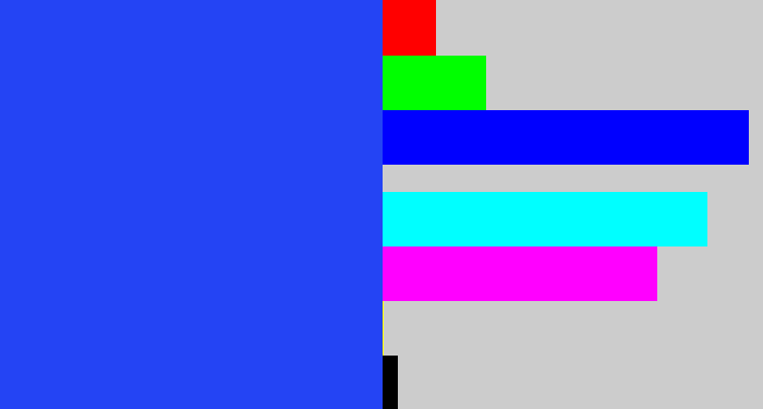 Hex color #2444f4 - azul