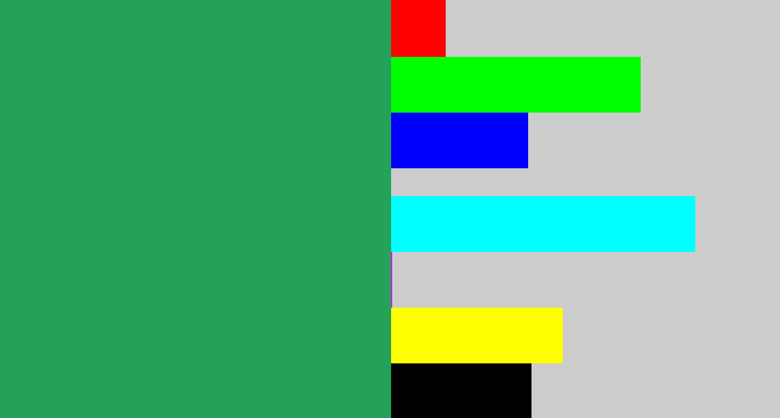 Hex color #24a25a - teal green