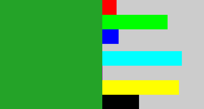 Hex color #24a328 - green