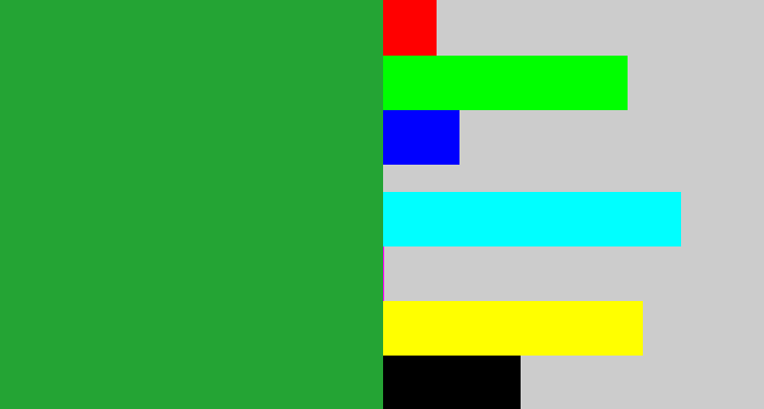 Hex color #24a434 - medium green
