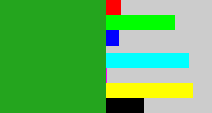 Hex color #24a51e - green