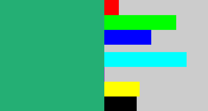 Hex color #24af74 - bluey green