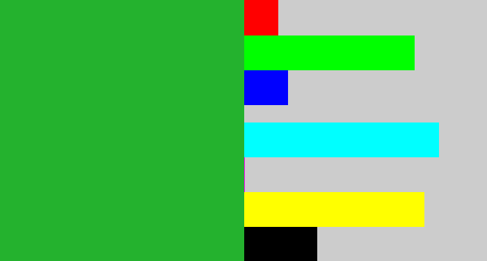 Hex color #24b22e - green